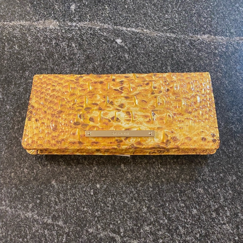 BRAHMIN ADY WALLET Canary Solid Melbourne Genuine Leather